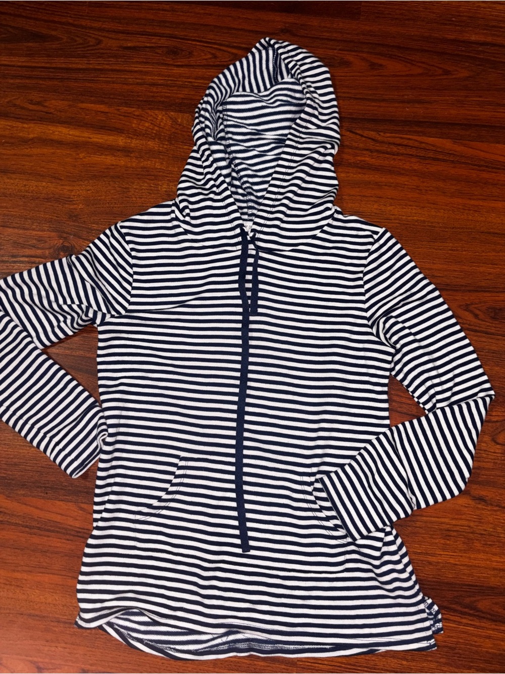 Pink Rose Navy and White Striped Hooded Jacket
